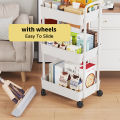 3 Tier Trolley Cart Organizer Heavy Duty Rolling Utility Cart with Wheels and Handle. 
