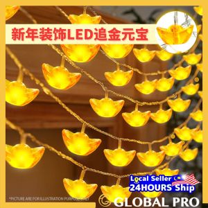 32L GOLD INGOT CHASING Waterproof String Light CNY Decoration Lantern Chasing Light Light Chasing Light