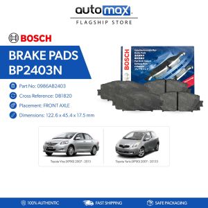 Bosch Brake Pads BP2403N (DB1820) FRONT for Toyota Vios 2007 - 2013 "Batman" Yaris 2007-2013