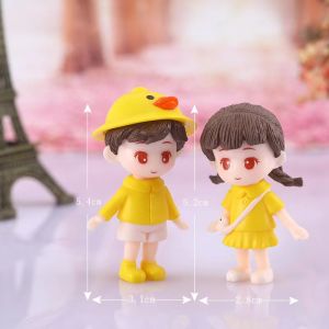Little Yellow Hat Couple Micro Landscape Garden DIY Cake Car Decoration Accessorie
