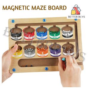 BETTER BUYS Magnetic color & number maze Color Sorting Board and Number Maze Wooden Magnetic Counting Arithmetic Toys