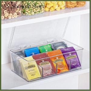 GNStore[COD] กล่องใส่ถุงชากล่องเก็บของอเนกประสงค์สำนักงานพร้อมฝาปิดกระเป๋าใส่กาแฟทำจากอะคริลิค