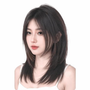 LAOO คลิปใน ผมยาวตรงเป็นชั้น ต่อผม วัสดุสังเคราะห์ ชิ้นผมปลอมสำหรับศีรษะ วิกผมปลอม ธรรมชาติ วิกผมท็อปเปอร์พร้อมหน้าม้า ผู้หญิง