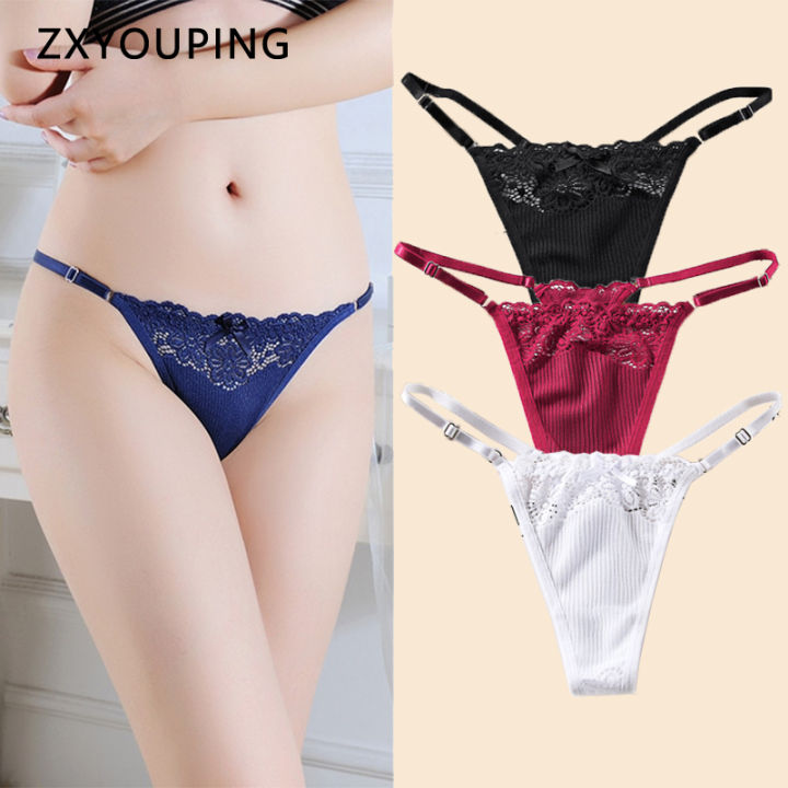 Red Sexy Girls G String Panties Women Briefs Thong Hollow Out Lace  Underwear Female Thin Low Waist Lingerie Size S-XL