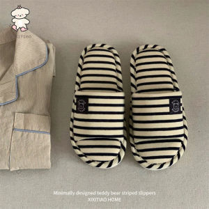 WY-XIXITIAO Sweat-Absorbent and Breathable ins Four Seasons Universal Couple Floor Shoes Simple Mens Striped Womens Comfortable Slippers Slippers