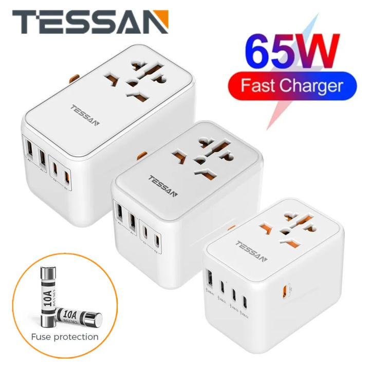 65w Universal Adapter Fast Charging Travel Adapter Tessan International Travel Plug Adaptor With 9932