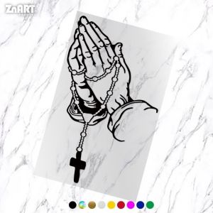 Praying Hand Rosary Sticker for Car Accessories Vinyl Car Sticker Waterproof Design Hologram Sticker Decals Religious Stickers