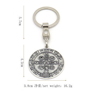 Ly eagle Factory wholesale Metal Medal St Benedict keychain Catholic patron saint benedict CSBP allergy resistant keychain