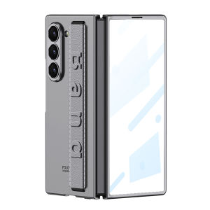 Elastic Hand Strap Z Fold 6 Grip Case Phone Cover Slim Thin Matte Anti-Fingerprint Samsung Galaxy Z Fold6 Casing Camera/Screen Protection Durable Hard PC Case with Tempered Glass
