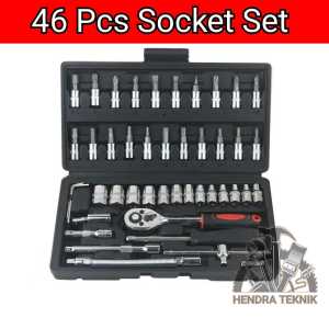 KUNCI SOK SET 46PCS 1/4" inch KUNCI SOKET SET KUNCI KREK SHOCK SERBAGUNA 0.25 inci in dim ALAT KUNCI SOCK SET 46 BUAH SOCKET SET BENGKEL MOTOR MOBIL LENGKAP