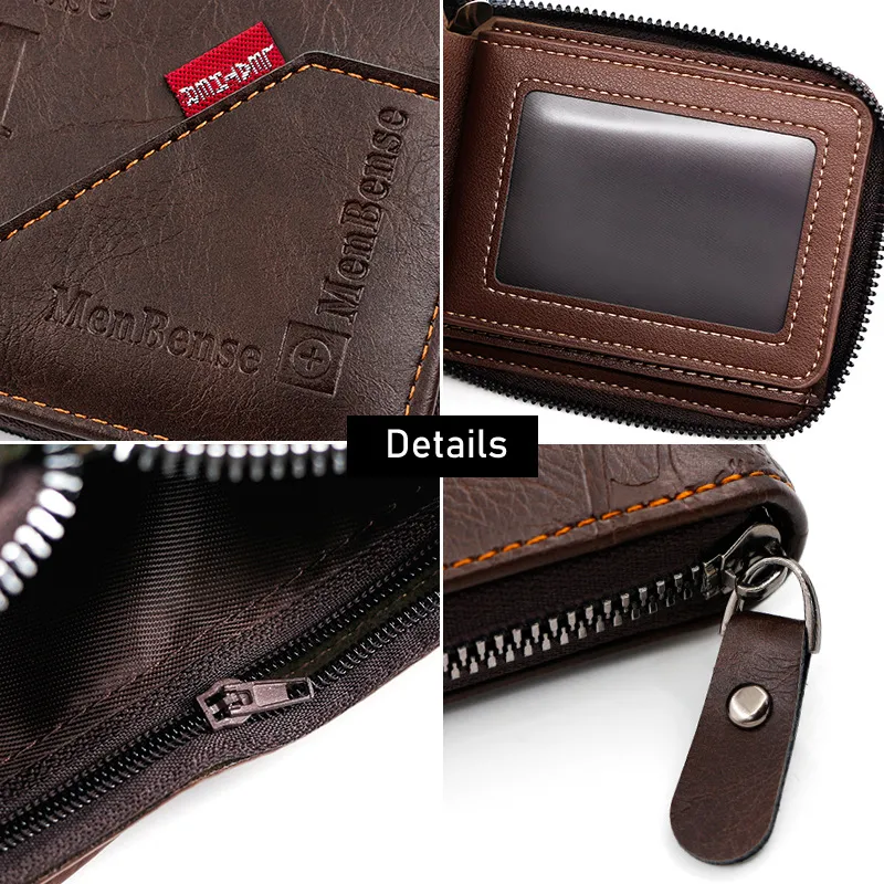 MenBense Mens Wallet Wax Oil PU Leather Wallets Classic Fashion