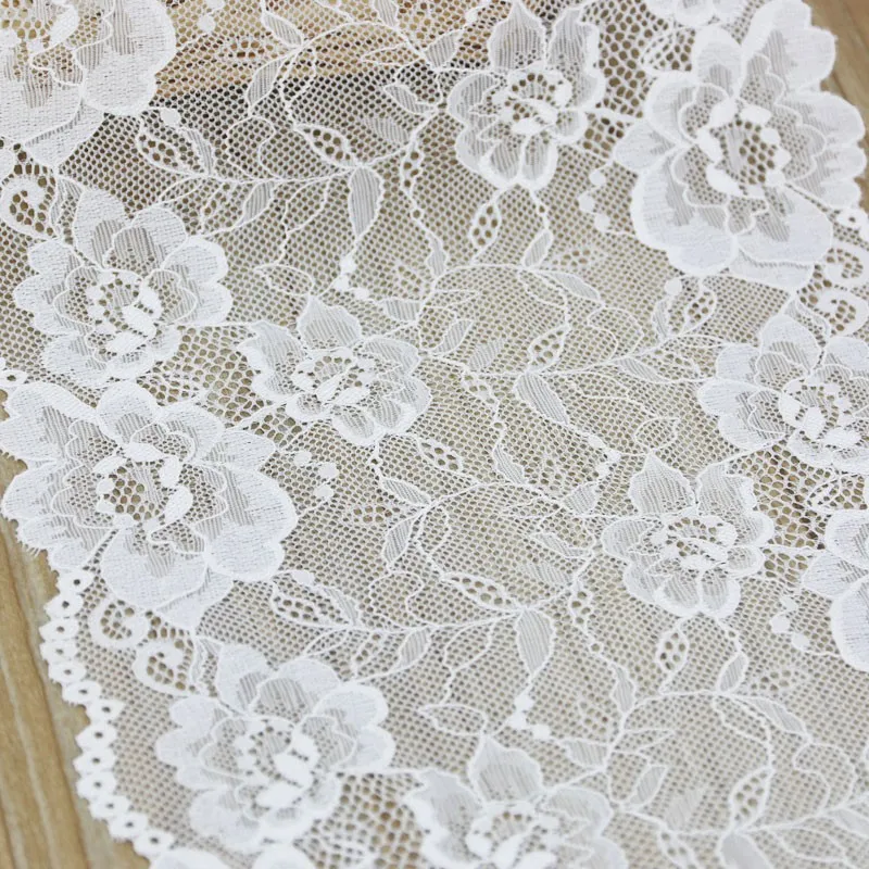 White elastic lingerie lace trim - Lace trim - lace fabric from