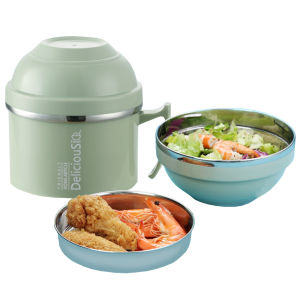 Stainless Bowl ชามสแตนเลส ถ้วย ถ้วยมาม่า ชามใส่อาหาร ชามสแตนเลส ชามมีหูจับ ชามมีฝาปิด ชามสแตนเลสอเนกประสงค์ ขนาด 1900 ml กล่องข้าวห่อ