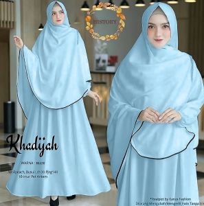 Set Gamis Khadijah Syari Polos Elegan dengan Khimar Pet Antem - Warna Mustard/Army/Dark Grey/Hijau Botol/Maroon