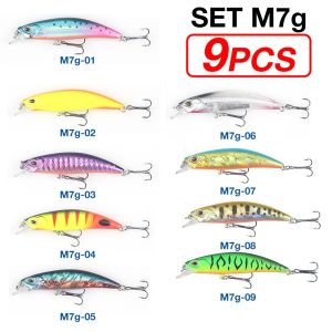 9Pcs/Set Casting 3D Eyes Fishing Bait Hard Baits Set Minnow Crankbaits Swimbaits Fishing Lures Kit