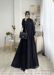Zahira1808 Annisa Dress Bahan Katun Bolong Mix Ceruty Baby Doll Import Gamis Syari Murah Trendi Baju Syari Muslim Wanita Ibu Terlaris Baju Pesta Best Seller Gamis GLZ