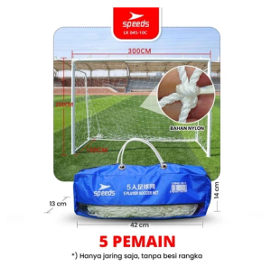 045-10 SPEEDS Jaring Gawang Sepak Bola 7x2m Bahan Nylon Football Sport Futsal Soccer Net