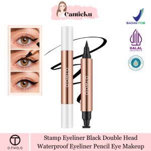 OTWOO Miraculous Cat-Eye Stamp Eyeliner Pen Black Double Head Waterproof Pencil Eye Makeup Stempel Cair Runcing Waterproof Tahan Lama 10ml