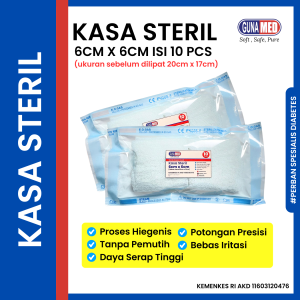 KASA STERIL UKURAN 6CM X 6CM GUNAMED ISI 10PCS/POUCH