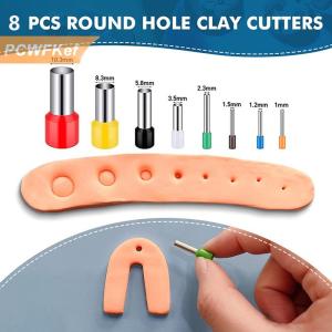【PCWFKef】 แม่พิมพ์ตัดดินโพลิเมอร์8ชิ้น8ขนาดชุดเครื่องมือเจาะรู DIY ต่างหูดินโพลิเมอร์ทำด้วยมือ