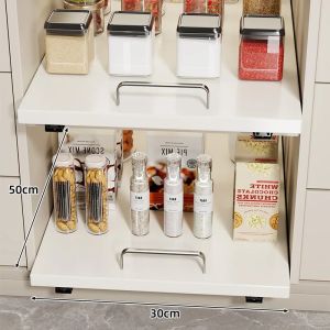 xpkQ Removable Kitchen Drawer Metal Kitchens Drawers Organizers Spice Sliding Kitchen Organizer Cutlery Pull Out Cabinet Organizer T6H1N