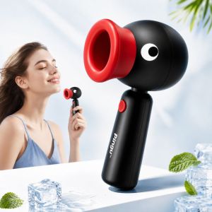 GTRBFDS Three Adjustable Fan Speeds Pingu Handheld Cooling Fan with Lanyard USB Charging Pocket Fan Strong Wind High-Speed Fan Outdoor/Home/Office