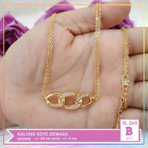 Nice Jewelry Kalung dewasa koye rantai love mewah perhiasan lapis emas gold KL 049