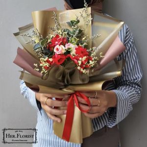 HER.FLORIST [HYDRANGEA] TRIPLE HYDRANGEA /Buket Bunga Sabun HYDRANGEA/ Buket Bunga Kering/ Buket Bunga/ Buket Wisuda