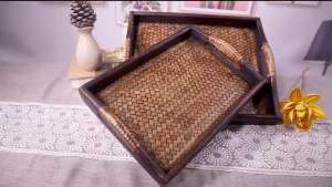 ถาดถักไม้ไผ่ ถาดผลไม้ ถาดกาแฟ ถาดเสริฟอาหาร ถาดใส่ของ ถาดไม้ ถาดน้ําชา ถาดใส่เครื่องดื่ม