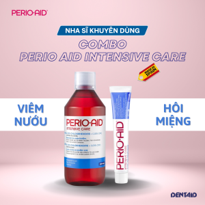 Combo Nước Súc Miệng Gel Đánh Răng PERIO-AID Intensive Care - Ngăn Ngừa Chảy Máu Chân Răng Hôi Miệng Sâu Răng 500mL/75mL
