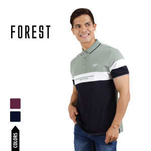 Forest Soft Pique Cotton Colour Block Short Sleeve Cut & Sew Polo T Shirt | T Shirt Lelaki - 621332