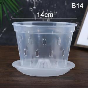 GY🌠🌠🌠 1Pc Flowerpot Garden Planter Drainage Pots with Holes Transparent Orchid Baskets Plastic Breathable Flower Pots Accessories
