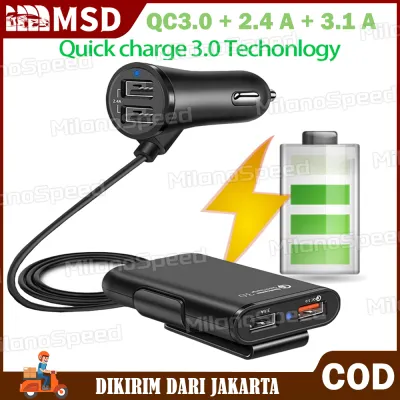 (Dikirim Dari Jakarta) Charger Mobil 4 Port USB 2 Port USB Lighter Mobil Charger Pengisian Super Cepat 3.1A Qualcomm QC3.0 8A 4 in 1 Lighter