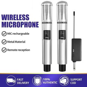 MJL SHORE DM-400S Dual Stainless steel Wireless Microphone Dual Handheld Mic Wireless MicrophoneMicrophone UHF wireless microphone
