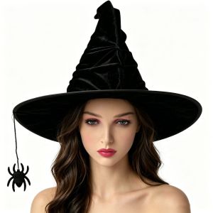 Halloween Party cosplay Witch hat lolita Witch hat prop velvet pleated wizard hat