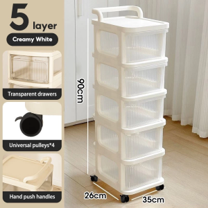 Stackable Plastic Storage Tower with Clear Bins and Adjustable Drawers for Home Organization