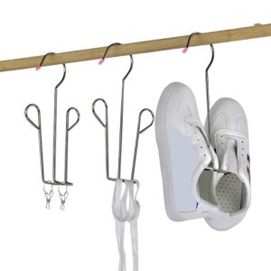 Stainless Steel Shoes Drying Hanger Shoes Drying Rack with 2 Clips Save Space Home Drying Shelf Storage Organizer