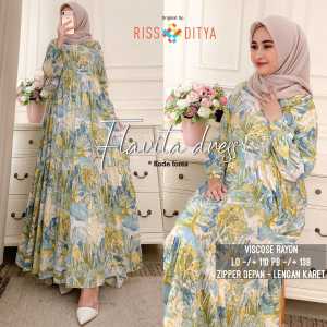Pakaian Wanita Citra Maxi Dress Rayon Viscose Motif Bunga Busui Mayung Kekinian 2021