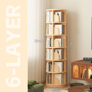 6 Tier Rotating Bookshelf Tower Spinning Bookshelf with Swivel Wheels Book Shelf Rotating Storage Tower for Kids Adult Narrow Revolving Bookcase Organizer