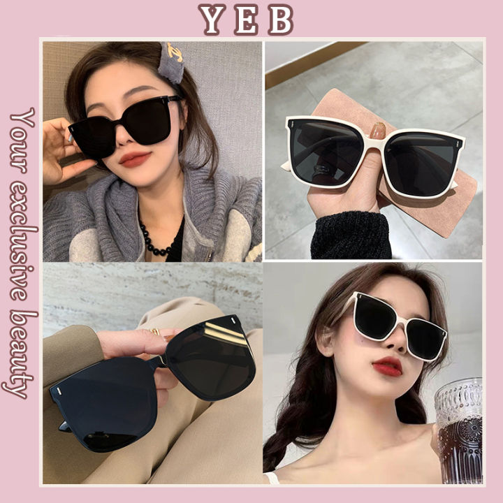 2023 New Sunscreen Square Large Frame Personality Glasses GM Bright Black Plain Tone Sunglasses UV Resistant Womens Summer Retro Slim Eyeglasses Fashion Accessories