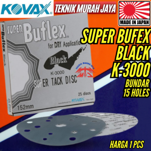KOVAX BUFLEX ASLI JEPANG Amplas Bulat 6 inch 152mm Dry Sanding 15 Hole Black Hitam K-3000 ASSILEX
