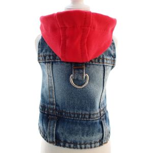 MINIYX Tuyệt vời Áo vest jean cho chó Vải denim với vòng D-Ring Áo khoác dây đai cho chó con Thời thượng Thoáng khí Áo hoodie chó mùa xuân Dành cho chó nhỏ và vừa