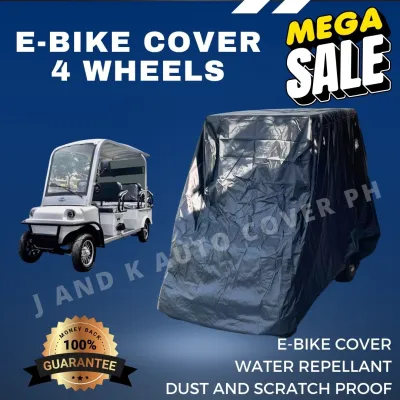 E BIKE GOLF TYPE FOUR WHEELS WITH BACK PASSENGER SEAT AND ROOF FULL COVER - WATER REPELLANT