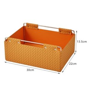 Sacesr Leather Woven Storage Basket Minimalist Rectangular Storage Modern Luxury Sundries Organizer Multifunctional Makeup Q3P9R