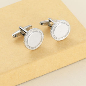 1Pair Simple Circular Silver Smooth Design Cufflinks Mens Korean Style Versatile Shirt Accessories Business Cuff Links Gifts