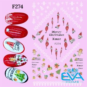 Decal Dán Móng Noel F276 – Miếng Dán Nail Merry Christmas Dễ Thương Họa Tiết Giáng Sinh Trang Trí Móng Tay