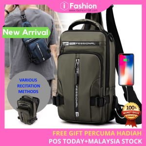 iFASHION 1391 READY STOCK Men Nylon Stylish Shoulder Chest Waist Crossbody Sling Backpack Bag Lelaki Beg Galas Belakang 1391