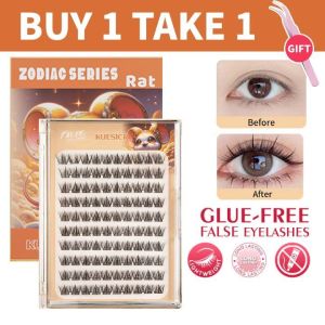 【No Need Glue】【Buy 1 Get 1】KUESICR Zodiac Eyelash Extension No Need Glue Self-Adhesive Eyelashes Glue-Free Reusable Glueless Eyelashes 10-12mm C Curl Best Seller Lashes Reusable Tweezer Self-Adhesive Strip