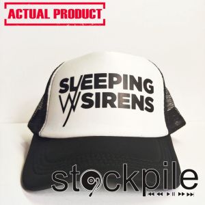 SLEEPING WITH SIRENS BAND VINYL WHITE  TRUCKER/NET CAP