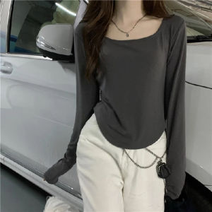 (Original) Baju Wanita Fasion Lengan Panjang Kaos Polos Wanita Korea Spandek long Sleeve